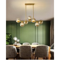 Bepuzz 7-Light Glass Sputnik Chandelier Gold Metal Brushed Brass Linear Hanging Pendant Light Magic Bean Molecule Ceiling Pendant Light Fixtures For Bedroom Living Room Hallway (7-Light)