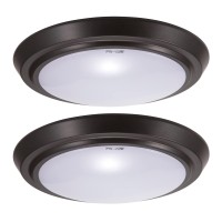 Gruenlich Led Flush Mount Ceiling Lighting Fixture, 11 Inch Dimmable 22W (125W Replacement) 1300 Lumen, 3000K/4000K/5000K Switch, Aluminum Housing, 2-Pack (Bronze Finish)