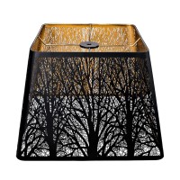 Medium Square Lamp Shades, Alucset Metal Lampshade With Pattern Of Trees For Table Lamp And Floor Light, 9 X 12 X 8.8 Inch, Spider (Black/Gold)