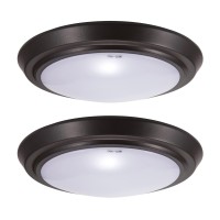 Gruenlich Led Flush Mount Ceiling Lighting Fixture, 9 Inch Dimmable 17.5W (100W Replacement) 1000 Lumen, Aluminum Housing, Etl And Damp Location Rated, 2-Pack (Bronze Finish-5000K)