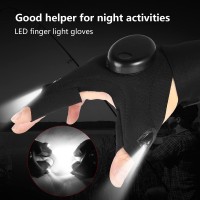 4Pcs Rechargeble Led Flashlight Gloves, Fingerless Gloves Light, Gadgets Gift Idea For Him, Rechargable Flashlight Gloves, Birthday Gift, Perfect For Fishing, Repair, Camping, Hiking, Running