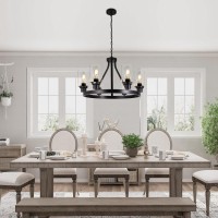 Lanhall 6Light Farmhouse Chandelier Light Fixture Dining Room Lighting Fixtures Hanging Wagon Wheel Chandelier Kitchen Island P