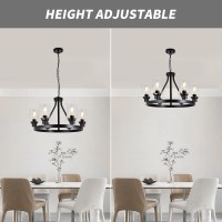 Lanhall 6Light Farmhouse Chandelier Light Fixture Dining Room Lighting Fixtures Hanging Wagon Wheel Chandelier Kitchen Island P