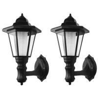 Wysrj 2 Pack Solar Wall Lantern Vintage Waterproof Solar Wall Lamp Outdoor Led Light Fixture With Wall Mount Kit For Home With No Wiring Required