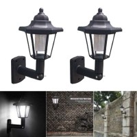 Wysrj 2 Pack Solar Wall Lantern Vintage Waterproof Solar Wall Lamp Outdoor Led Light Fixture With Wall Mount Kit For Home With No Wiring Required