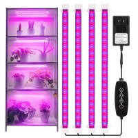 Mosthink Grow Lights For Indoor Plants, 60W Led Grow Light Strips With Auto Timer 3/6/12 H, 10 Levels Dimmable Growing Lamp For Indoor Greenhouse,Seedlings,432 Leds, 4 Pack (16 Inches)