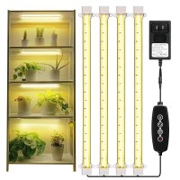 Mosthink Grow Lights For Indoor Plants 4 Packs Led Strips Full Spectrum With Auto Timer 3612H Dimmable Sunlike Growing Lamp