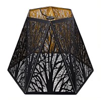 Medium Modern Style Lamp Shades With Multiple Sides, Alucset Metal Lampshade With Pattern Of Trees For Table Lamp And Floor Light, 7 X 13.8 X 9.5 Inch, Spider (Black/Gold)