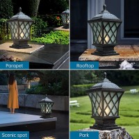 Ptoug Outdoor Column Lights, Square Outdoor Post Lights Ip54 Waterproof Pillar Lights Rainproof Aluminum Glass Post Light Fixtures Modern Exterior Pillar Lights Villa Garden Park Lighting