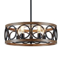 Xingqi Dining Room Chandelier 5Light Black Modern Chandelier 217 Farmhouse Drum Pendant Light Fixture For Living Room Kitche