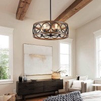 Xingqi Dining Room Chandelier 5Light Black Modern Chandelier 217 Farmhouse Drum Pendant Light Fixture For Living Room Kitche