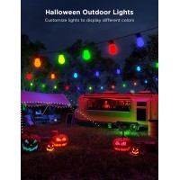 Govee Smart Outdoor String Lights H7020 Rgbic Warm White 48Ft Led Bulbs For Halloween Decorations Christmas Wifi Patio Lights