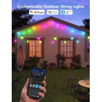 Govee Smart Outdoor String Lights H7020 Rgbic Warm White 48Ft Led Bulbs For Halloween Decorations Christmas Wifi Patio Lights