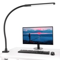 Youkoyi Led Desk Lamp With Clamp,10W Flexible Gooseneck Architect Table Lamp With Touch Control - 5 Brightness Levels & 4 Color Modes, Eye-Care Desk Light For Home/Office/Reading/Work(Black)