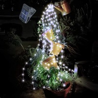 Yiting Solar Waterfall Fairy Lights Outdoor Waterproof Cool White (No Watering Can) 10 Strands 200 Leds 8 Modes Watering Can Twinkle Lights Fierfly Bunch Light For Outdoor Garden Christmas Tree