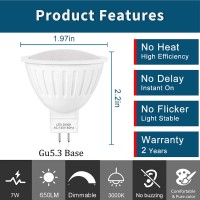 120V Led Mr16 Bulbs 7W Replace 60W -65W Halogen Bulb,3000K Soft White,120 Voltage Mr16 Gu5.3 Bulb Spotlights For Landscape Flood Track Lighting,Dimmable,Pack Of 10