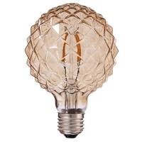 Vintage Led Edison Bulb G95 G30 4W Dimmable Led Filament Bulb Globe Pineapple Shaped Light Bulb 2300K Warm White E26 400Lumen (Amber)