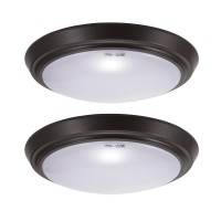 Gruenlich Led Flush Mount Ceiling Lighting Fixture, 7 Inch Dimmable 12W (75W Replacement) 800 Lumen, 3000K/4000K/5000K Switch, Aluminum Housing, Etl And Damp Location Rated, 2-Pack (Bronze Finish)