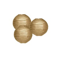 Pack Of 3 Round Paper Lanterns Lamp Wedding Birthday Party Decoration (Gold, 18