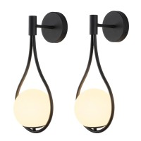 Bokt Mid-Century Wall Sconce Modern Globe Wall Lamp Black Wall Mounted Sconces 2 Pack Vintage Industrial Decoration Wall Light For Bedrooms Bedsides Bathroom