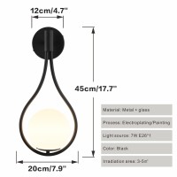 Bokt Mid-Century Wall Sconce Modern Globe Wall Lamp Black Wall Mounted Sconces 2 Pack Vintage Industrial Decoration Wall Light For Bedrooms Bedsides Bathroom