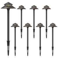 Goodsmann Pathway Lights Kits 3W Led 8Pk Outdoor Low Voltage Landscape Lighting 180 Lumen Hardwired 2 Tier Pagoda Path Light 3000K Warm White Metal 12V Electric Sidewalk Walkway Lights With Connectors