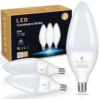 Sailstar Candelabra Light Bulbs 60 Watt Equivalent, 4000K Natural Daylight, 5W E12 Small Base Type B Led Bulbs, 500 Lumens, Chandelier Ceiling Fan Light Bulbs, Cri 85, Non-Dimmable, Pack Of 3