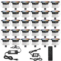 Fvtled Led Deck Lights Kit, 30Pcs F1.22 Wifi Smart Phone Control Low Voltage Recessed Rgbw Deck Lighting Waterproof Outdoor Yard Path Stair Decor, Black