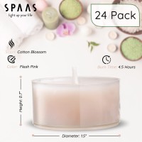 Spaas Scented Tea Lights Candles In Clear Cups - Cotton Blossom Fragrance | Premium Long Burning Scented Tealight Candles For Spa, Romantic D