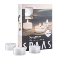 Spaas Scented Tea Lights Candles In Clear Cups - Vanilla & Myrrh Fragrance Premium Long Burning Scented Tealight Candles For Spa, Romantic D?Or, Meditation, Dinner, And Home D?Or Pack Of 24