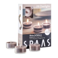 Spaas Scented Tea Lights Candles In Clear Cups - Tea Of Bergamot Fragrance Premium Long Burning Scented Tealight Candles For Spa, Romantic D?Or, Meditation, Dinner, And Home D?Or Pack Of 24