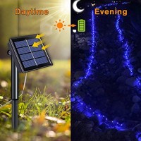 Solar Fairy Lights Outdoor Waterproof, 4 Pack Each 33Ft 100 Led Solar String Lights Blue, 8 Modes Silver Wire Solar Twinkle Christmas Lights