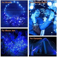 Solar Fairy Lights Outdoor Waterproof, 4 Pack Each 33Ft 100 Led Solar String Lights Blue, 8 Modes Silver Wire Solar Twinkle Christmas Lights