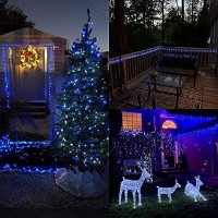 Solar Fairy Lights Outdoor Waterproof, 4 Pack Each 33Ft 100 Led Solar String Lights Blue, 8 Modes Silver Wire Solar Twinkle Christmas Lights