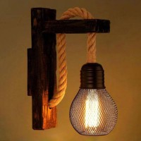 Yunyoda Industrial Hemp Rope Iron Wall Lamp Lifting Pulley Wall Lamp Creative Personality Retro Lamp For Bedroom Caf