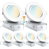 Knlnny Ware 4 Inch Recessed Lighting 6 Pack,Ajustable Led Eyeball Gimbal Light,Led Recessed Lighting 4 Inch Ceiling Light With Junction Box,5Cct Selectable,Airtight,9W 750Lm,Dimmable,Etl Listed