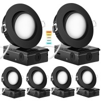 Knlnny Ware Black Recessed Lighting 6 Pack,Ajustable Eyeball Gimbal Light,Led Recessed Lighting 4 Inch Ceiling Light With Junction Box,5Cct Selectable,Airtight,9W 750Lm,Dimmable,Etl Listed