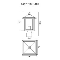 Crawford 1 Light Black Outdoor Lantern Head