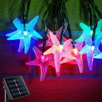 Enshui Solar String Lights Outdoor Waterproof 21 Ft 30 Led Multicolor Starfish Garden Lights 8 Lighting Modes Fairy Lights String Patio Terrace Camping Christmas Decoration (Starfish)