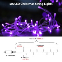 Mygoto Halloween Lights 165Ft 500 Led Indoor String Lights, Plug In String Light 8 Modes Waterproof For Outdoor Halloween Party Christmas Wedding Bedroom Decorations (Purple)