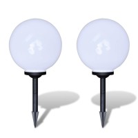 Vidaxl Garden Lamp 2 Pcs, Led Solar Walkway Light With Ground Spike, Landscape Path Light, Sidewalk Lighting For Garden Backyard, Round White