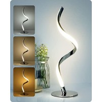 Yarra-Decor Modern Spiral Bedside Lamp - 3 Colors Touch Control Led Table Lamp, Stepless Dimmable Nightstand Lamps For Bedroom Living Room & Office(3000K 4000K 5000K)