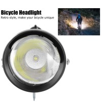 Garosa Vintage Bicycle Headlight Retro Bike Led Light Night Riding With Metal Brim Retro Safety Front Head Lamp Cycling Accessories For Outdoor(Black)