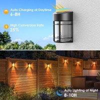 Mancra Solar Fence Lights Outdoor, 6 Pack Solar Deck Lights Led Filament Bulb Solar Wall Lights Waterproof Patio Decor For Porch Backyard Yard Garden, 3000K