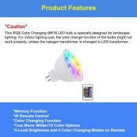 Makergroup Mr16 Color Changing Led Bulbs, Rgb Gu5.3 Bi-Pin Light, Warm White+15 Multicolors And 4-Level Brightness On Remote Control For 12V Low Voltage Landscape Lighting Holiday Lights 4W 3-Pack