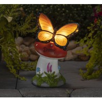 Vp Home Butterfly Dream Mushroom Solar Powered Led Outdoor Decor Garden Light Great Addition For Your Garden, Solar Powered Light Garden Gnome, Christmas Decorations Gifts