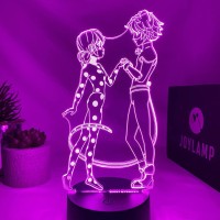 Joylamp Ladybug And Cat Noir From Miraculous - Official X Miraculous Collection - 16 Colors + Remote Control - Miraculous 3D Lamp