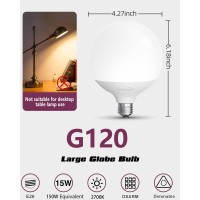 Luxexpe Scr Dimmable Bulb, G120 Globe Bulb,15W(150W Equivalent) Led Light Bulbs Dimming Warm White 2700K Globe Light Bulb, E26 Base Large Lamp,1500 Lumen, For Living Home Decoration Led Bulb