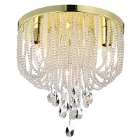 Flush Mount Chandelier Mini Crystal Ceiling Light Fixtures 3 Light Beaded Chandelier For Bedrooms