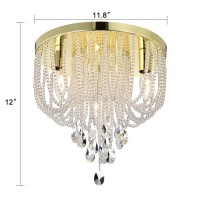 Flush Mount Chandelier Mini Crystal Ceiling Light Fixtures 3 Light Beaded Chandelier For Bedrooms